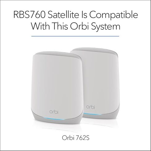 NETGEAR Orbi Whole Home Tri-Band Mesh WiFi 6 Add-on Satellite (RBS760) - يعمل مع نظام Orbi WiFi 6 الخاص بك - يضيف تغطية تصل إلى 2500 قدم مربع - AX5400 حتى 5.4 جيجابت في الثانية (متجدد) in Saudi Arabia