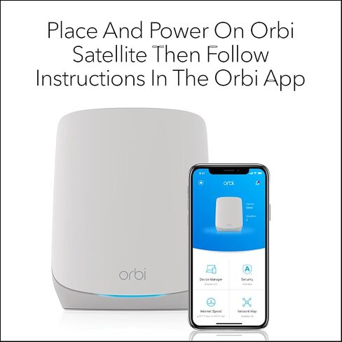 NETGEAR Orbi Whole Home Tri-Band Mesh WiFi 6 Add-on Satellite (RBS760) - يعمل مع نظام Orbi WiFi 6 الخاص بك - يضيف تغطية تصل إلى 2500 قدم مربع - AX5400 حتى 5.4 جيجابت في الثانية (متجدد) in Saudi Arabia