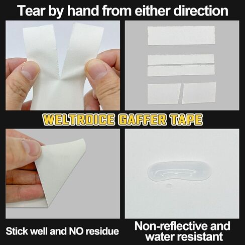 Weltroice Gaffer Tape Mix Colors, Heavy Duty Gaffers Tape, Matte Non-Reflective Pro Gаff Tape, Hand Tear, No Residue, for Cable, Stage, Photography 2 Inch x 30 Yards * Two Black/White Rolls in Saudi Arabia