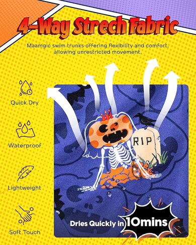 maamgic Mens Swim Trunks with Compression Liner 5" Stretch Athletic Swimming Shorts Quick Dry with Zipper Pockets No-Chafing Board Shorts Halloween Party XX-Large in Saudi Arabia