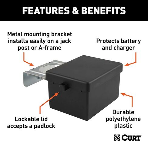 CURT 52029 علبة بطارية قابلة للقفل مقاس 5 بوصة × 3-1/4 بوصة × 3-7/8 بوصة مع حامل معدني in Kuwait