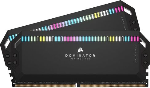 ذاكرة الوصول العشوائي CORSAIR DOMINATOR PLATINUM RGB DDR5 بسعة 64 جيجابايت (2 × 32 جيجابايت) وسرعة 5600 ميجاهرتز CL40 Intel XMP iCUE المتوافقة مع الكمبيوتر - أسود (CMT64GX5M2X5600C40) in Saudi Arabia