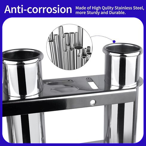 حامل قضيب صيد السمك من Marinebaby، حامل قضيب أنبوبي من الفولاذ المقاوم للصدأ 316 ذو 3 وصلات، حامل قضيب من الفولاذ المقاوم للصدأ 3 لشاحنات القوارب واليخوت in Kuwait