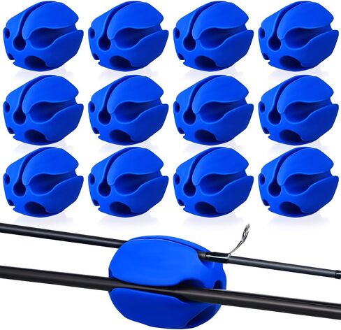 Blueweenly 12 Pcs Portable Fishing Rod Fixed Ball 5 Holes Rubber Fishing Pole Puller Rubber Fishing Pole Clips Silicone Fishing Rod Holder Straps Fly Fishing Accessories for Fishing Enthusiast in Saudi Arabia