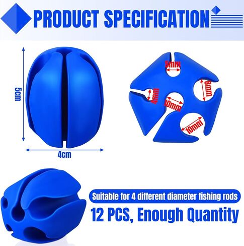 Blueweenly 12 Pcs Portable Fishing Rod Fixed Ball 5 Holes Rubber Fishing Pole Puller Rubber Fishing Pole Clips Silicone Fishing Rod Holder Straps Fly Fishing Accessories for Fishing Enthusiast in Saudi Arabia