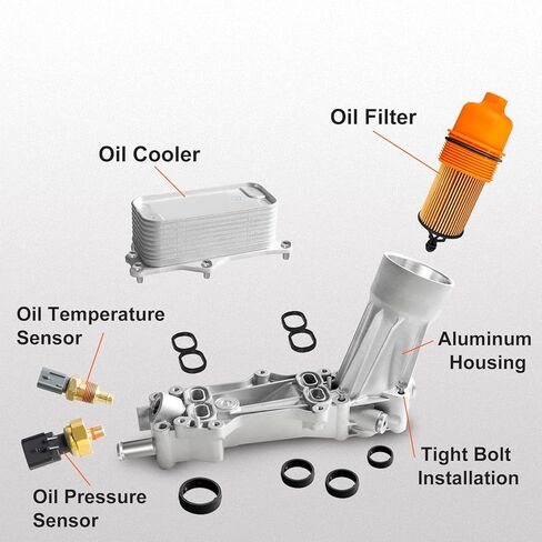 مجموعة مبرد زيت المحرك الألومنيوم المطورة من ZIBOPAR مع غطاء فلتر الزيت المتوافق مع دودج كرايسلر جيب ورام روتان يستبدل 926-959 68105583AA، 68105583AB 5184294AE in Kuwait