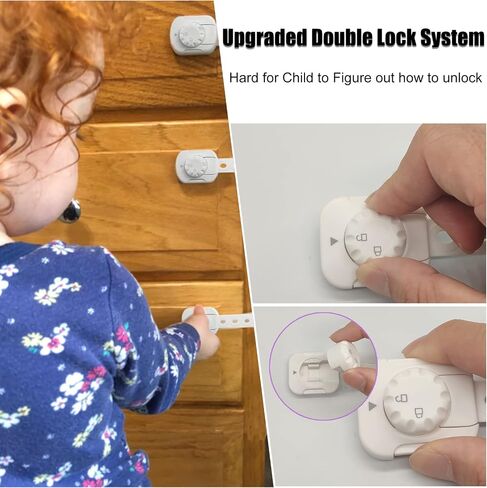 Cabinet Locks for Babies (6 Pack) Safety Child Lock Baby Proofing Drawers Door Latches for Fridge, Dishwasher, Toilet Seats, Ovens, Kitchen - Adjustable Kids Strap Lock, 3M Adhesive Easy Installation in Saudi Arabia
