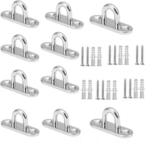 10 قطعة 1.8 بوصة الفولاذ المقاوم للصدأ وسادة العين لوحة U هوك، الثقيلة السقف السنانير وسادة كُبشة وخطاف الأجهزة البحرية السنانير مع مسامير in Kuwait