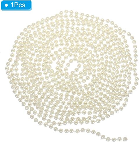 PATIKIL 6mm Faux Pearl Beads Garland, 16.4 Ft Pearl String Chain Pearl Roll for Craft Wedding Party Home Decorative Jewelry Making Christmas Tree, White in Saudi Arabia