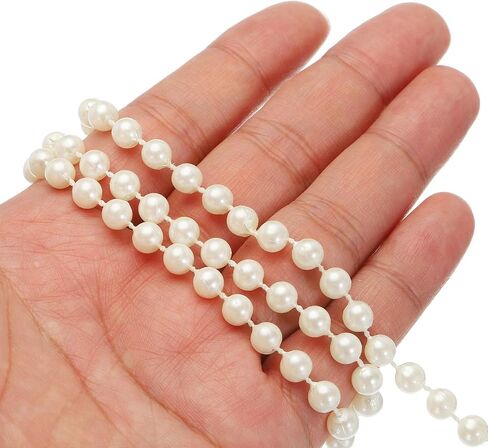 PATIKIL 6mm Faux Pearl Beads Garland, 16.4 Ft Pearl String Chain Pearl Roll for Craft Wedding Party Home Decorative Jewelry Making Christmas Tree, White in Saudi Arabia