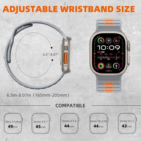 Odbeai Sport Band Compatible with Apple Watch Ultra 2 3/Ultra Band,Compatible with Apple Watch Bands for Men 49mm 46mm 45mm 44mm 42mm,Waterproof Silicone Strap for iWatch Bands All Series SE 11 10 9-1 in Kuwait