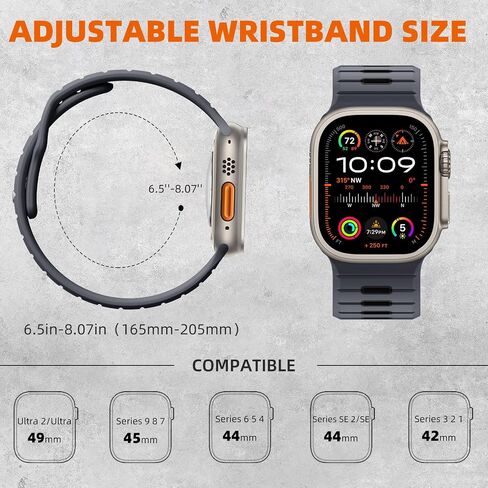 أحزمة Odbeai الرياضية متوافقة مع Apple Watch Ultra 2/Ultra Band، متوافقة مع أحزمة ساعة Apple للرجال 49 مم 45 مم 44 مم 42 مم، حزام بديل بحلقة سيليكون لسلسلة iWatch 9 8 7 6 5 4 SE 3 2 1 in Saudi Arabia