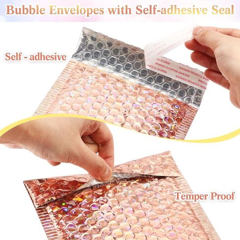 100 قطعة من رسائل الفقاعات المعدنية من Wowangce مقاس 6 × 8 بوصة، مظاريف مبطنة من البوليستر، مغلفات فقاعات ثلاثية الأبعاد مقاومة للماء ذاتية اللصق، أكياس شحن لتعبئة البريد، مستلزمات المكياج والمجوهرات in Kuwait