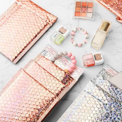 100 قطعة من رسائل الفقاعات المعدنية من Wowangce مقاس 6 × 8 بوصة، مظاريف مبطنة من البوليستر، مغلفات فقاعات ثلاثية الأبعاد مقاومة للماء ذاتية اللصق، أكياس شحن لتعبئة البريد، مستلزمات المكياج والمجوهرات in Kuwait