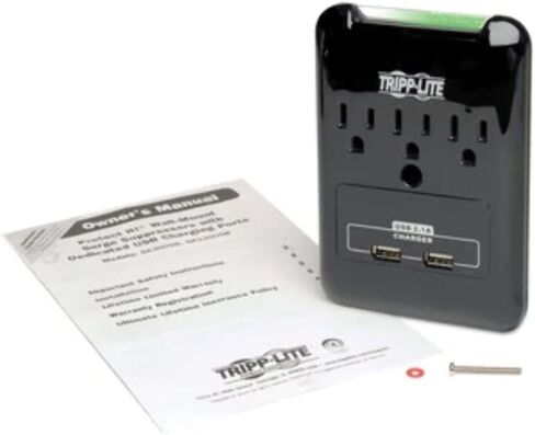 Tripp Lite Protect It! Surge Protector, 3 AC Outlets/2 USB Ports, 540 J, Black in Saudi Arabia