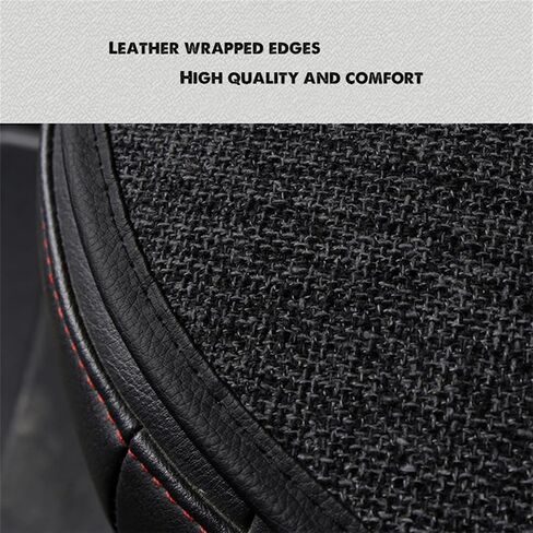 Car Seat Cover 2 Pcs Universal Front Car Seat Bottom,Cotton and Linen Seat Cushion Pad with Storage Pocket, Suitable for All Seasons,Works with Sedan SUV Pickup Minivan (Black) in Saudi Arabia