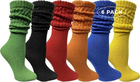 Yacht & Smith 12 Pairs of Womens Slouch Scrunched Boot Socks, Cotton Bulk Pack Offer, Bold With Earth Tone in Saudi Arabia