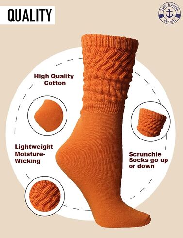 Yacht & Smith 12 Pairs of Womens Slouch Scrunched Boot Socks, Cotton Bulk Pack Offer, Bold With Earth Tone in Saudi Arabia