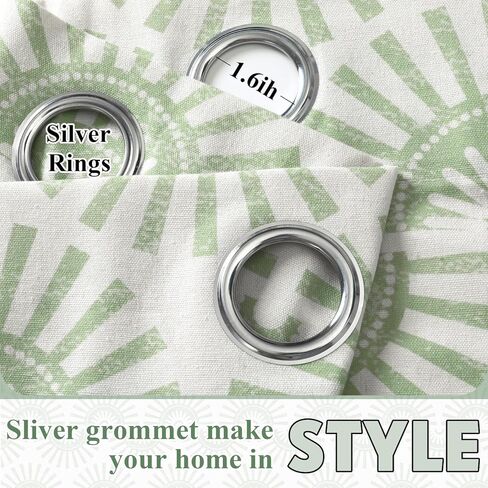 مجموعة ستائر Roxooze Boho بطول 84 بوصة مكونة من لوحتين، ستائر منقوشة من الكتان لغرفة المعيشة، ستائر معالجة نوافذ المزرعة باللون الأخضر المريمية لغرفة النوم in Kuwait