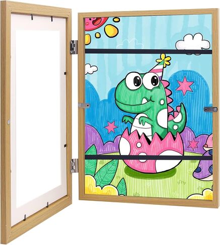 إطارات KJMYYXGS الفنية للأطفال قابلة للتبديل، إطارات فنية لتخزين الأعمال الفنية للأطفال، إطار عرض فني للأطفال، 8.5 × 11 إطارات صور خشبية للأطفال باللون الأزرق للرسم، الصورة، المنزل، المدرسة (أزرق) in Kuwait