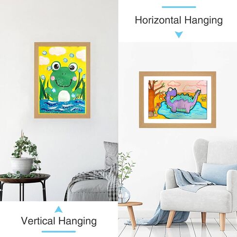 إطارات KJMYYXGS الفنية للأطفال قابلة للتبديل، إطارات فنية لتخزين الأعمال الفنية للأطفال، إطار عرض فني للأطفال، 8.5 × 11 إطارات صور خشبية للأطفال باللون الأزرق للرسم، الصورة، المنزل، المدرسة (أزرق) in Kuwait