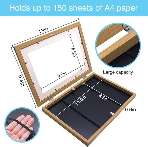 إطارات KJMYYXGS الفنية للأطفال قابلة للتبديل، إطارات فنية لتخزين الأعمال الفنية للأطفال، إطار عرض فني للأطفال، 8.5 × 11 إطارات صور خشبية للأطفال باللون الأزرق للرسم، الصورة، المنزل، المدرسة (أزرق) in Kuwait