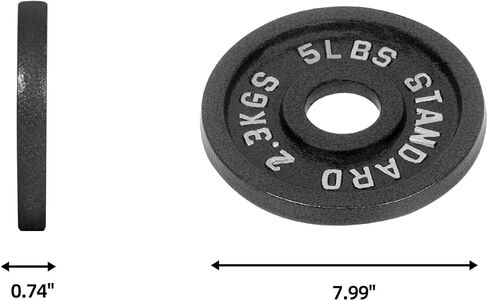 BOLUX Cast Iron Olympic Weight Plates – Free Weights with 2-inch Hole & Anti-Rust Hammertone Finish - Ideal for Strength Training, for Muscle Toning, Weight Loss & Crossfit–Sold in Pairs - 2.5LB–10LB in Kuwait