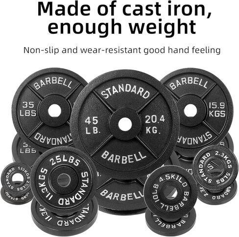 BOLUX Cast Iron Olympic Weight Plates – Free Weights with 2-inch Hole & Anti-Rust Hammertone Finish - Ideal for Strength Training, for Muscle Toning, Weight Loss & Crossfit–Sold in Pairs - 2.5LB–10LB in Kuwait