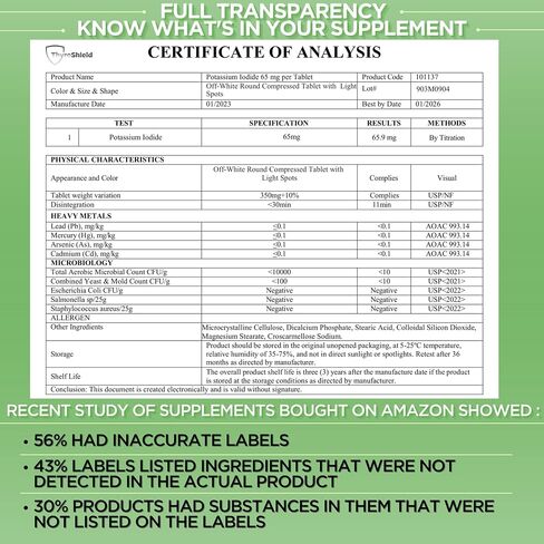 ThyroShield Potassium Iodide Tablets - 130mg Iodine Tablets for Radiation Exposure | USA Made Nuclear Fallout Pills KI Pills YODO Naciente 30 Tablets Two Pack in Saudi Arabia