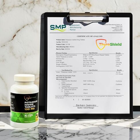 ThyroShield Potassium Iodide Tablets - 130mg Iodine Tablets for Radiation Exposure | USA Made Nuclear Fallout Pills KI Pills YODO Naciente 30 Tablets Two Pack in Saudi Arabia