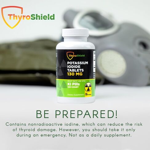 ThyroShield Potassium Iodide Tablets - 130mg Iodine Tablets for Radiation Exposure | USA Made Nuclear Fallout Pills KI Pills YODO Naciente 30 Tablets Two Pack in Saudi Arabia