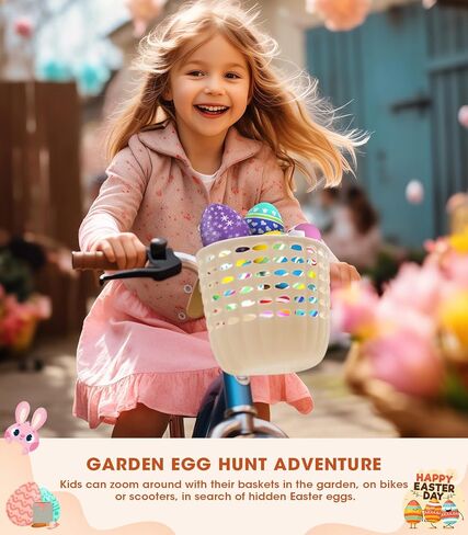 سلة دراجة للأطفال من أنزوم، سلة دراجة للأولاد والبنات، سلة دراجات بلاستيكية منسوجة مقاومة للماء للأطفال، مناسبة لمعظم دراجات الأطفال والدراجات الثلاثية للأطفال in Kuwait