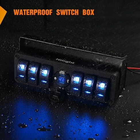 Nilight 6 Gang Rocker Switch Box 12V SPST ON Off Switch PD Type C وUSB شاحن الفولتميتر المقاوم للماء من الألومنيوم لوحة مفاتيح هزازة ملصقات توهج ليلي للقوارب والسيارات والشاحنات RVs، ضمان لمدة عامين in Saudi Arabia