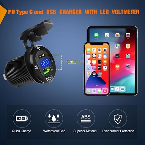 Nilight 6 Gang Rocker Switch Box 12V SPST ON Off Switch PD Type C وUSB شاحن الفولتميتر المقاوم للماء من الألومنيوم لوحة مفاتيح هزازة ملصقات توهج ليلي للقوارب والسيارات والشاحنات RVs، ضمان لمدة عامين in Saudi Arabia
