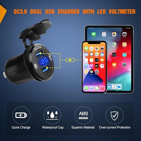 Nilight 6 Gang Rocker Switch Box 12V SPST ON Off Switch PD Type C وUSB شاحن الفولتميتر المقاوم للماء من الألومنيوم لوحة مفاتيح هزازة ملصقات توهج ليلي للقوارب والسيارات والشاحنات RVs، ضمان لمدة عامين in Saudi Arabia