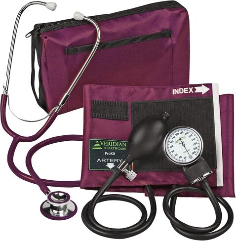 Veridian Healthcare ProKit Aneroid Sphygmomanometer with Dual-Head Scope, Adult, Burgundy, (02-12704) in Saudi Arabia