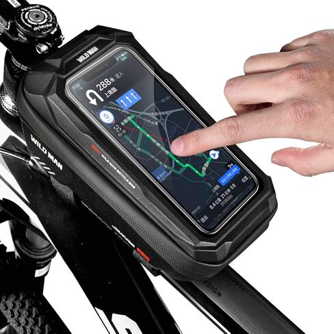 حقيبة دراجة بإطار أمامي مقاوم للمطر من WILD MAN، أنبوب علوي لدراجة الطرق الجبلية MTB (X2، أسود) in Kuwait