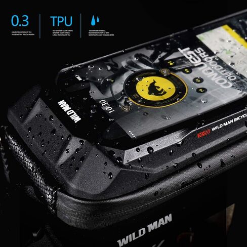 حقيبة دراجة بإطار أمامي مقاوم للمطر من WILD MAN، أنبوب علوي لدراجة الطرق الجبلية MTB (X2، أسود) in Kuwait