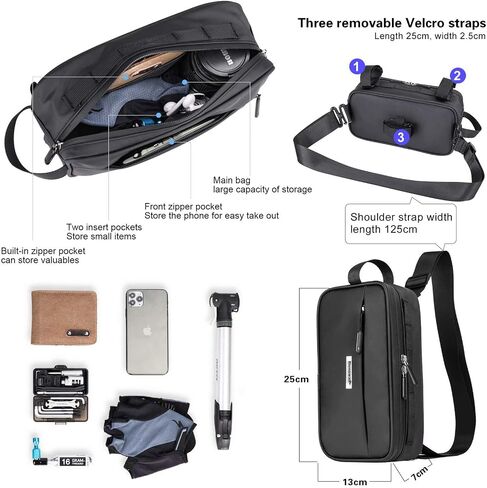 Rhinowalk Multifunction Bike Handlebar Bag Front Bag 3L Bicycle Frame Bag Waterproof Shoulder Bag Handbag Waist Bag (Pure Black) in Saudi Arabia