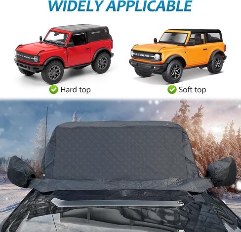 إكسسوارات Guina Ford Bronco 2021 2022 2023 2024 غطاء ثلجي للزجاج الأمامي يتضمن غطاءين للمرايا الجانبية، حماية من الجليد والثلج في جميع الأحوال الجوية، غطاء ثلجي للزجاج الأمامي للسيارة in Saudi Arabia