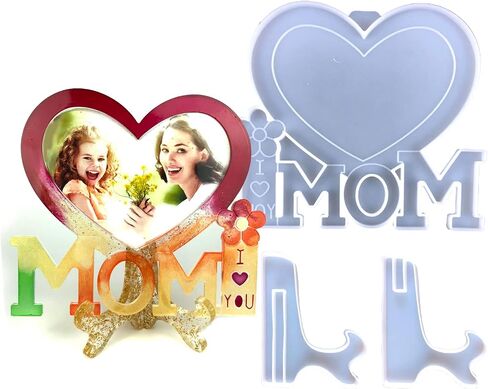 Playing Mold Photo Frame Resin Molds Silicone, Resin Picture Frames Molds for Epoxy Resin,Mother's Day Theme Heart Shape Silicone Epoxy Molds for DIY Crafts Home Table Decor Mother's Day Gifts in Saudi Arabia