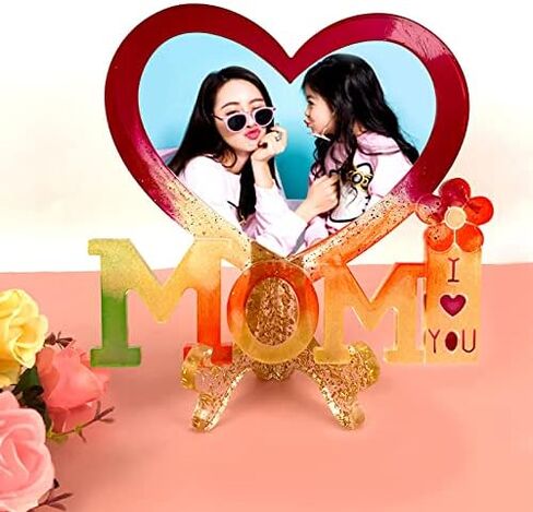 Playing Mold Photo Frame Resin Molds Silicone, Resin Picture Frames Molds for Epoxy Resin,Mother's Day Theme Heart Shape Silicone Epoxy Molds for DIY Crafts Home Table Decor Mother's Day Gifts in Saudi Arabia