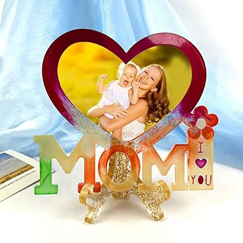 Playing Mold Photo Frame Resin Molds Silicone, Resin Picture Frames Molds for Epoxy Resin,Mother's Day Theme Heart Shape Silicone Epoxy Molds for DIY Crafts Home Table Decor Mother's Day Gifts in Saudi Arabia