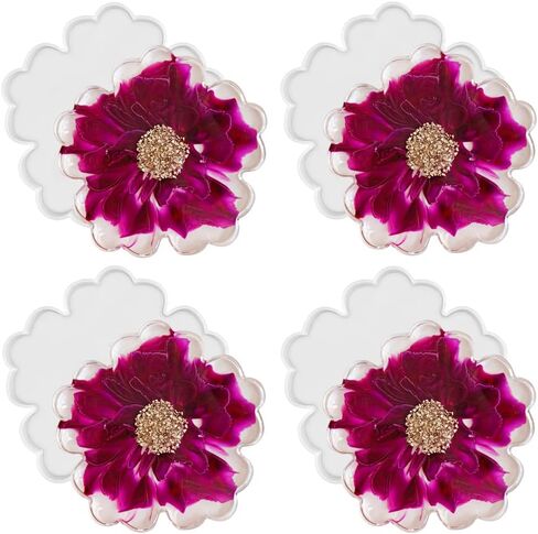 ResinWorld 4 Pack 4 inches Flower Coaster Molds(No Designs on Mold), Floral Silicone Coaster Molds for Epoxy Resin, Glossy Geode Aagate Silicone Coasters Molds, for Resin Coasters, Candle Holder in Kuwait