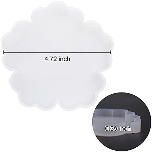 ResinWorld 4 Pack 4 inches Flower Coaster Molds(No Designs on Mold), Floral Silicone Coaster Molds for Epoxy Resin, Glossy Geode Aagate Silicone Coasters Molds, for Resin Coasters, Candle Holder in Kuwait