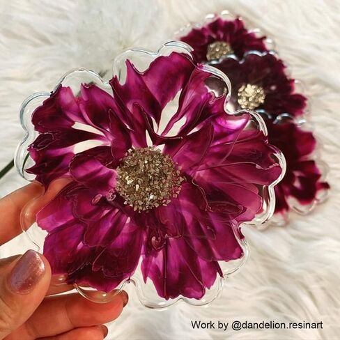 ResinWorld 4 Pack 4 inches Flower Coaster Molds(No Designs on Mold), Floral Silicone Coaster Molds for Epoxy Resin, Glossy Geode Aagate Silicone Coasters Molds, for Resin Coasters, Candle Holder in Kuwait