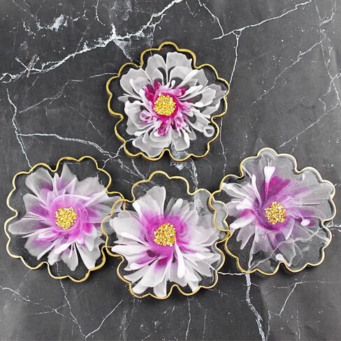 ResinWorld 4 Pack 4 inches Flower Coaster Molds(No Designs on Mold), Floral Silicone Coaster Molds for Epoxy Resin, Glossy Geode Aagate Silicone Coasters Molds, for Resin Coasters, Candle Holder in Kuwait