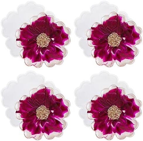 ResinWorld 4 Pack 4 inches Flower Coaster Molds(No Designs on Mold), Floral Silicone Coaster Molds for Epoxy Resin, Glossy Geode Aagate Silicone Coasters Molds, for Resin Coasters, Candle Holder in Kuwait