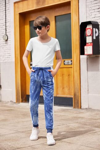 Boyoo Boy's Sweatpants Drawstring Tie Dye Joggers Pants with Side Stripe Active Sports Track Pants for 5-14Y in Saudi Arabia