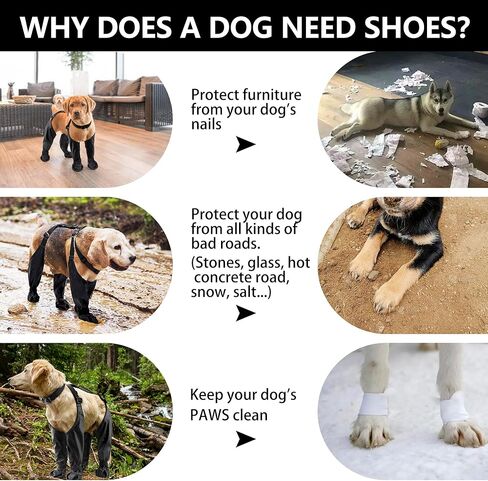 Dog Suspender Boots Waterproof Dog Shoes for Small Medium Dogs, Dog Paw Protectors Dirty-Proof & Anti-Fall Boots Dog Rubber Boots, Adjustable Dog Rain & Snow Booties for Outdoor Walking Running Hiking in Kuwait